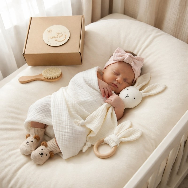 Newborn Baby Gift Set - 6-Piece with Animal Appliqué