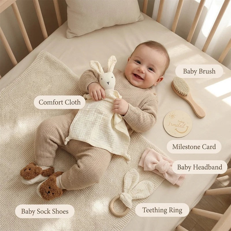 Newborn Baby Gift Set - 6-Piece with Animal Appliqué