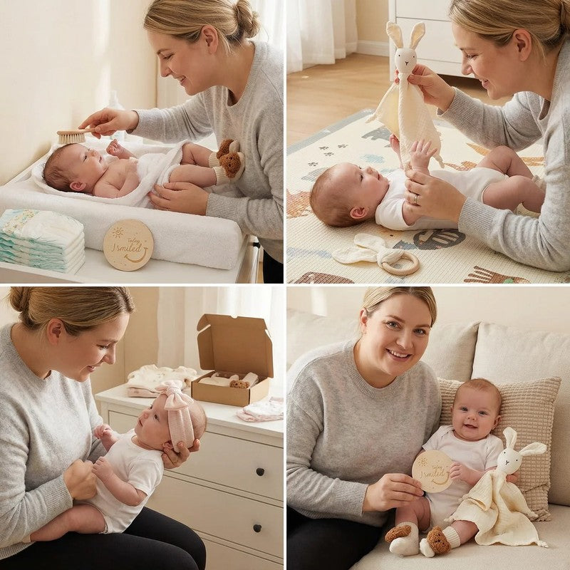 Newborn Baby Gift Set - 6-Piece with Animal Appliqué