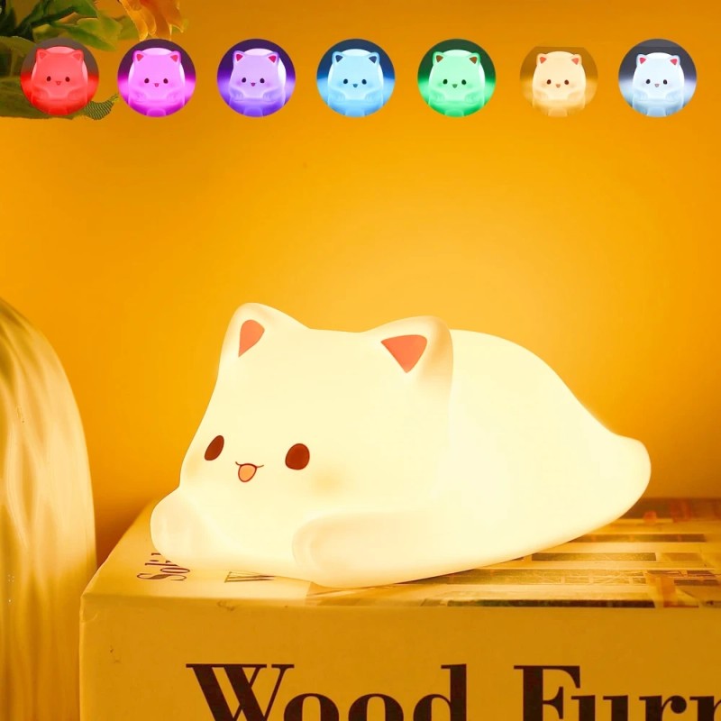 Night Light - LED Cat Shape with USB Rechargeable Battery