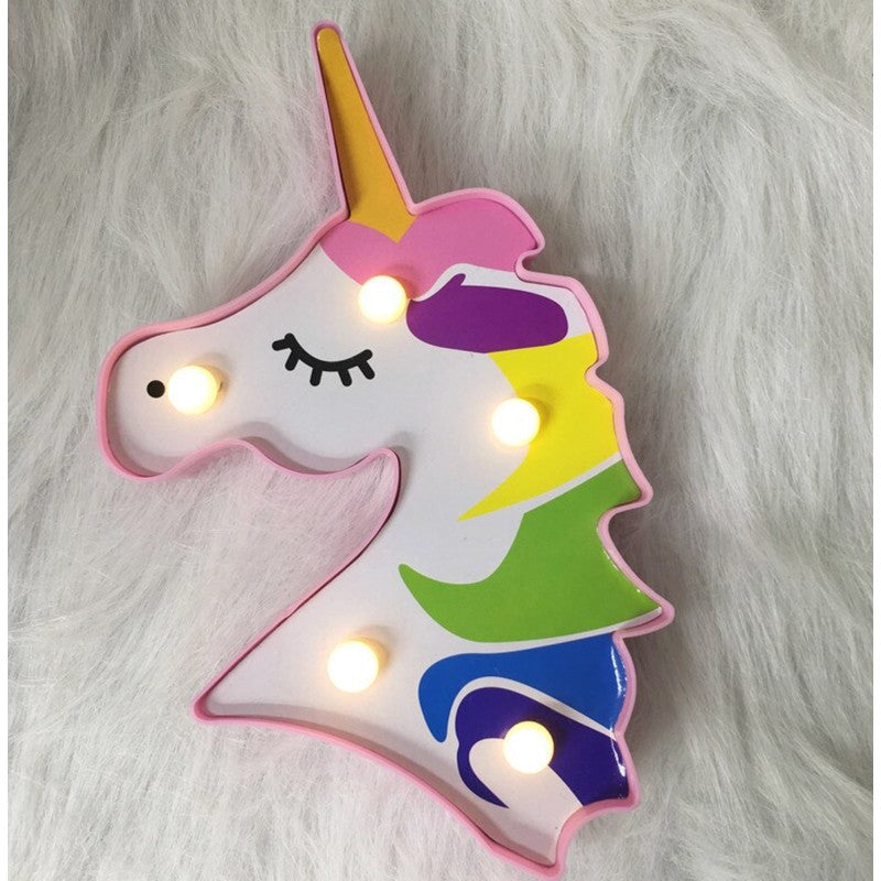 Night Light - Unicorn Head Shape with LED Bulbs