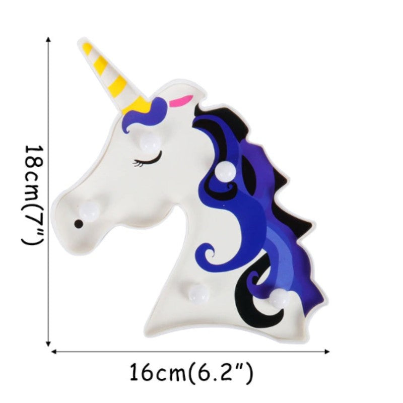 Night Light - Unicorn Head Shape with LED Bulbs