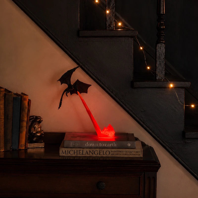 Night Light with Sculpted Dragon Figure - Dynamic Flying Pose