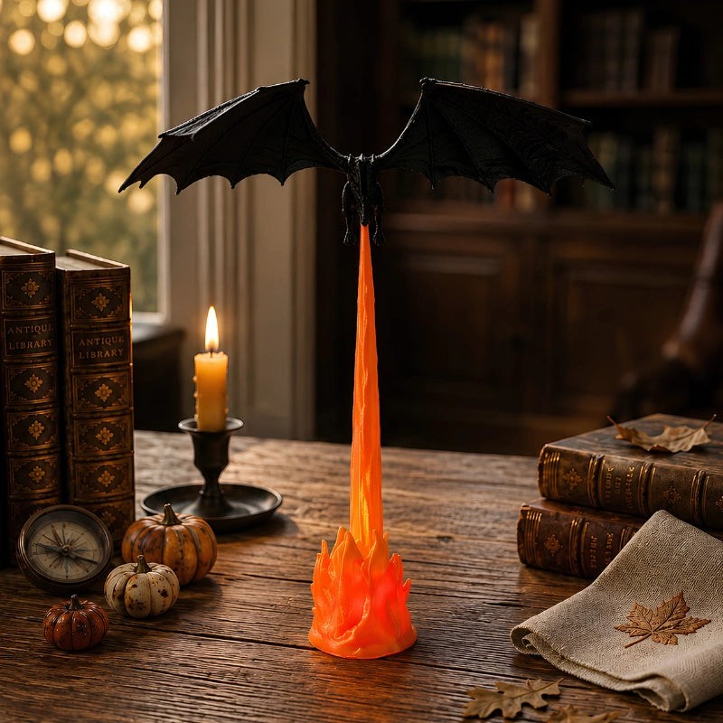 Night Light with Sculpted Dragon Figure - Dynamic Flying Pose