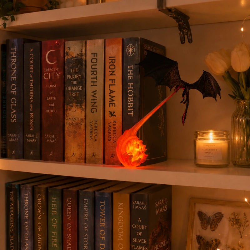 Night Light with Sculpted Dragon Figure - Dynamic Flying Pose