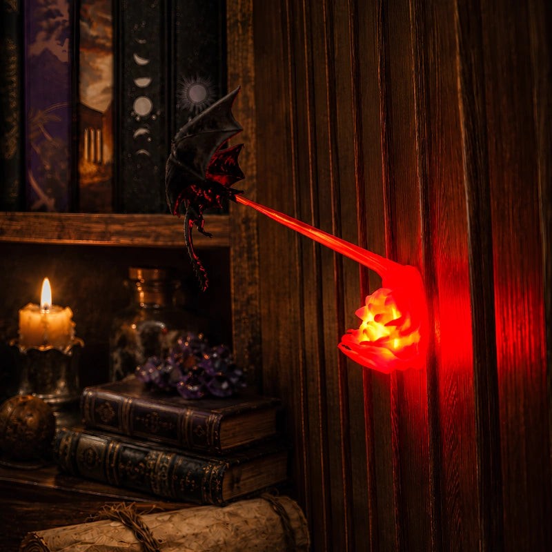Night Light with Sculpted Dragon Figure - Dynamic Flying Pose