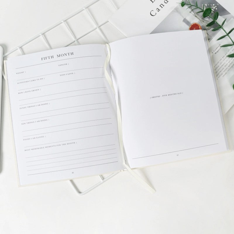 Notebook - Baby First-Year Memory Journal with Gold Foil Details