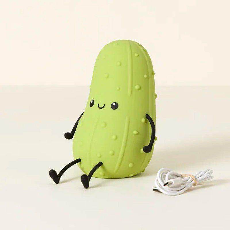 Novelty Night Light - Pickle-Shaped LED Lamp with Cartoon Face