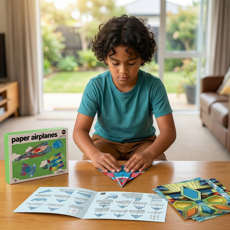 Paper Airplane Building Set - Folding Set with Instruction Booklet