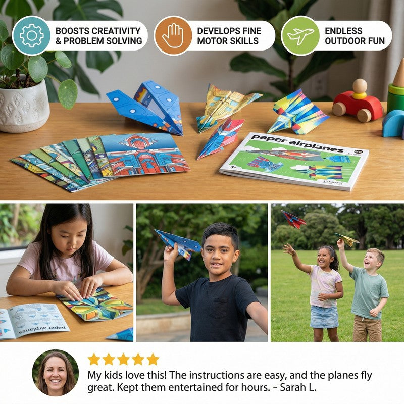 Paper Airplane Building Set - Folding Set with Instruction Booklet
