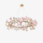 Pendant Lamp - Ring-shaped Chandelier with Blossom Detailing