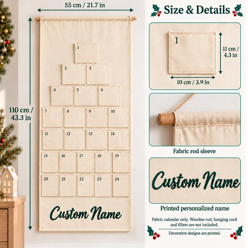 Personalized Advent Calendar Wall Hanging - Nutcracker Christmas Village Scene