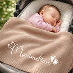 Personalized Baby Blanket - Knitted with Embroidered Name