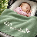 Personalized Baby Blanket - Knitted with Embroidered Name