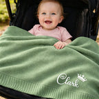 Personalized Baby Blanket - Knitted with Embroidered Name