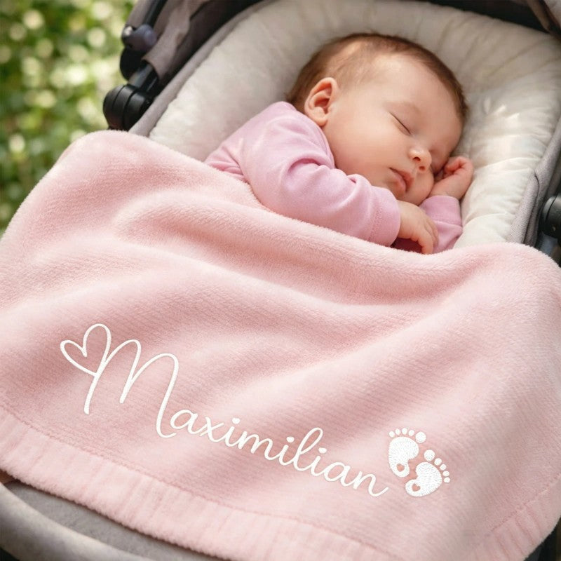 Personalized Baby Blanket - Knitted with Embroidered Name