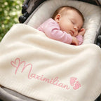 Personalized Baby Blanket - Knitted with Embroidered Name
