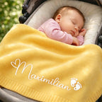 Personalized Baby Blanket - Knitted with Embroidered Name
