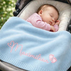 Personalized Baby Blanket - Knitted with Embroidered Name