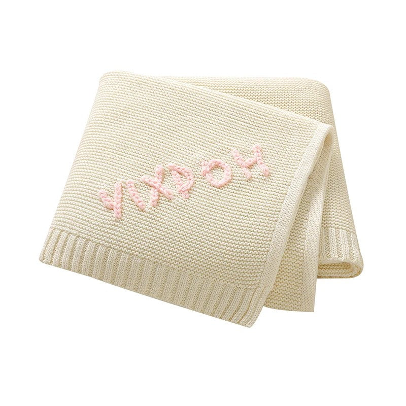 Personalized Baby Blanket with Name Embroidery - Square Knit
