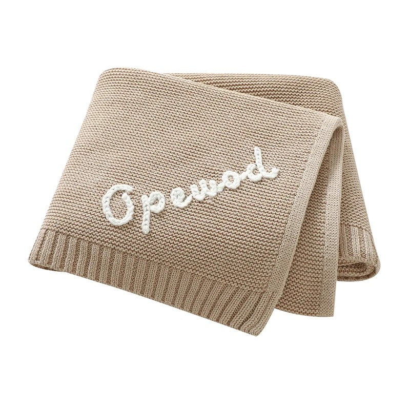 Personalized Baby Blanket with Name Embroidery - Square Knit