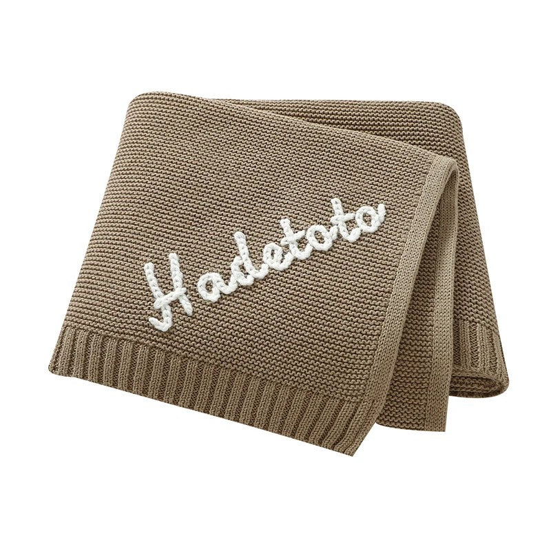 Personalized Baby Blanket with Name Embroidery - Square Knit