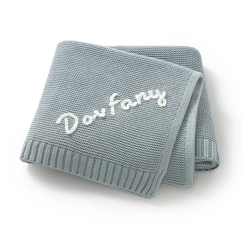 Personalized Baby Blanket with Name Embroidery - Square Knit