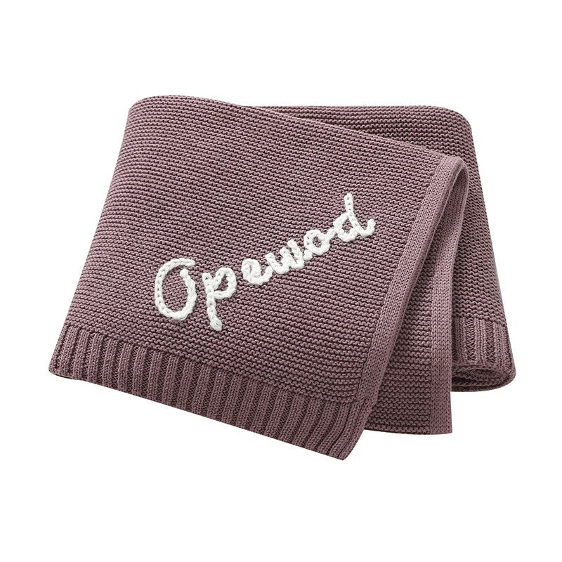 Personalized Baby Blanket with Name Embroidery - Square Knit