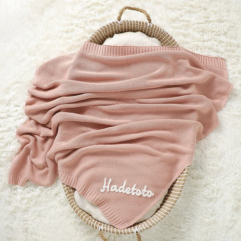 Personalized Baby Blanket with Name Embroidery - Square Knit