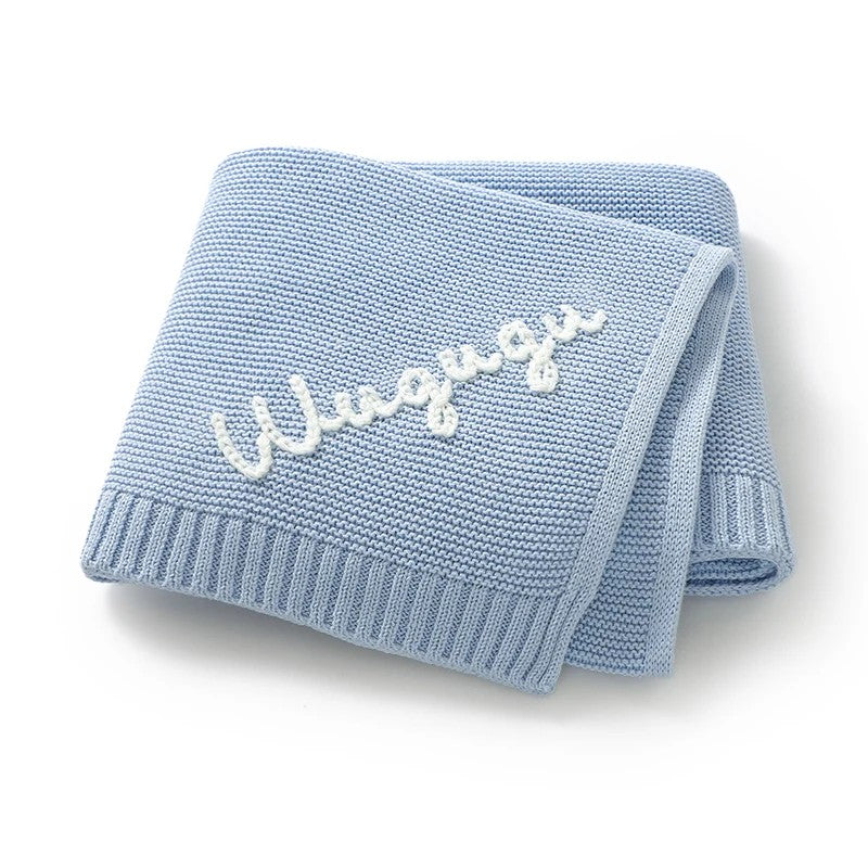Personalized Baby Blanket with Name Embroidery - Square Knit