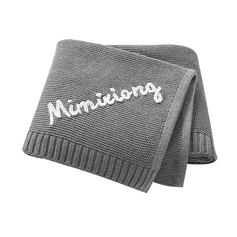 Personalized Baby Blanket with Name Embroidery - Square Knit