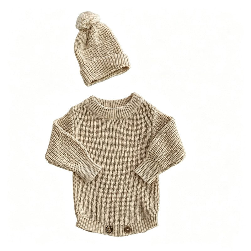Personalized Baby Bodysuit Set - Round Neck Long Sleeve