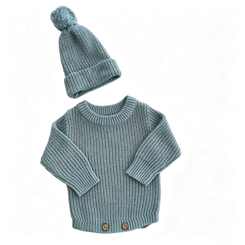 Personalized Baby Bodysuit Set - Round Neck Long Sleeve