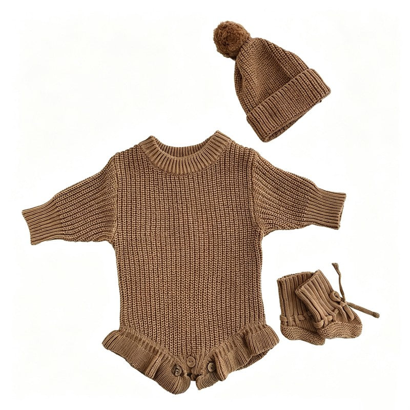 Personalized Baby Bodysuit Set - Round Neck Long Sleeve