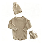 Personalized Baby Bodysuit Set - Round Neck Long Sleeve