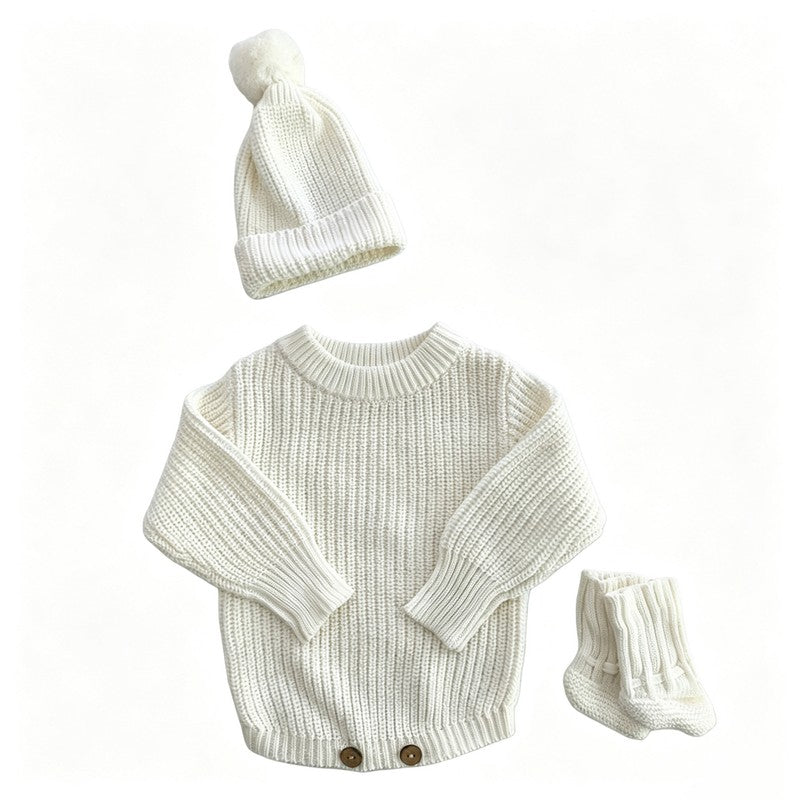 Personalized Baby Bodysuit Set - Round Neck Long Sleeve