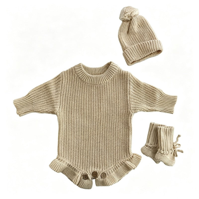 Personalized Baby Bodysuit Set - Round Neck Long Sleeve