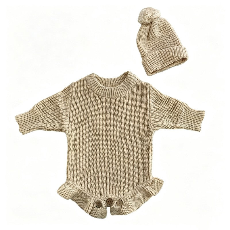 Personalized Baby Bodysuit Set - Round Neck Long Sleeve