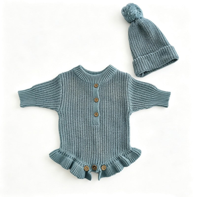Personalized Baby Bodysuit Set - Round Neck Long Sleeve