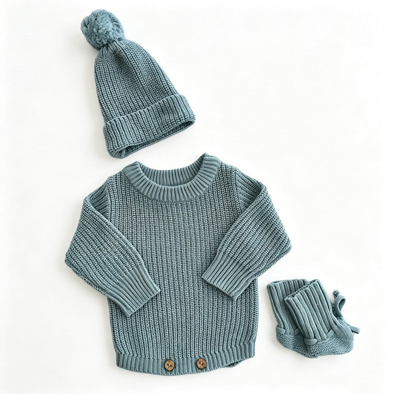 Personalized Baby Bodysuit Set - Round Neck Long Sleeve