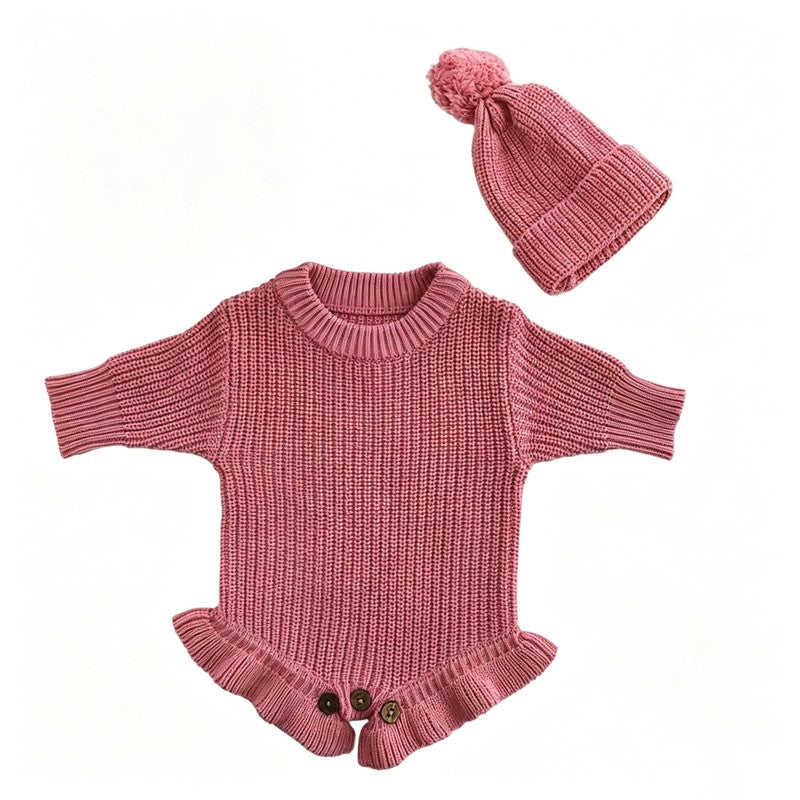 Personalized Baby Bodysuit Set - Round Neck Long Sleeve