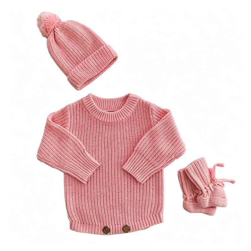 Personalized Baby Bodysuit Set - Round Neck Long Sleeve