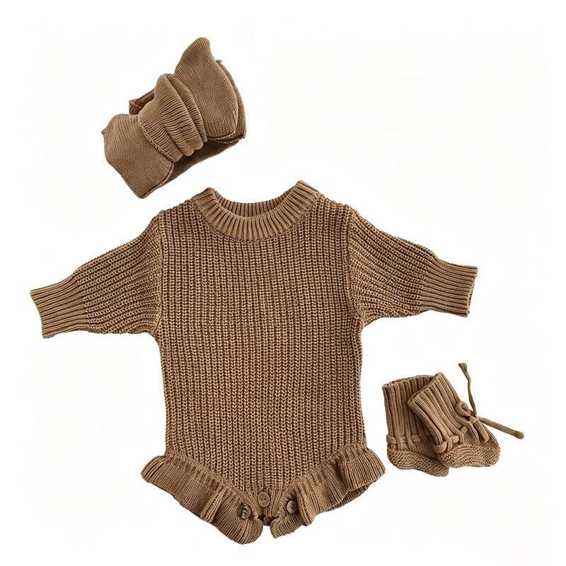 Personalized Baby Bodysuit Set - Round Neck Long Sleeve