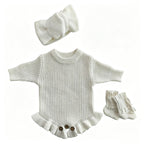 Personalized Baby Bodysuit Set - Round Neck Long Sleeve