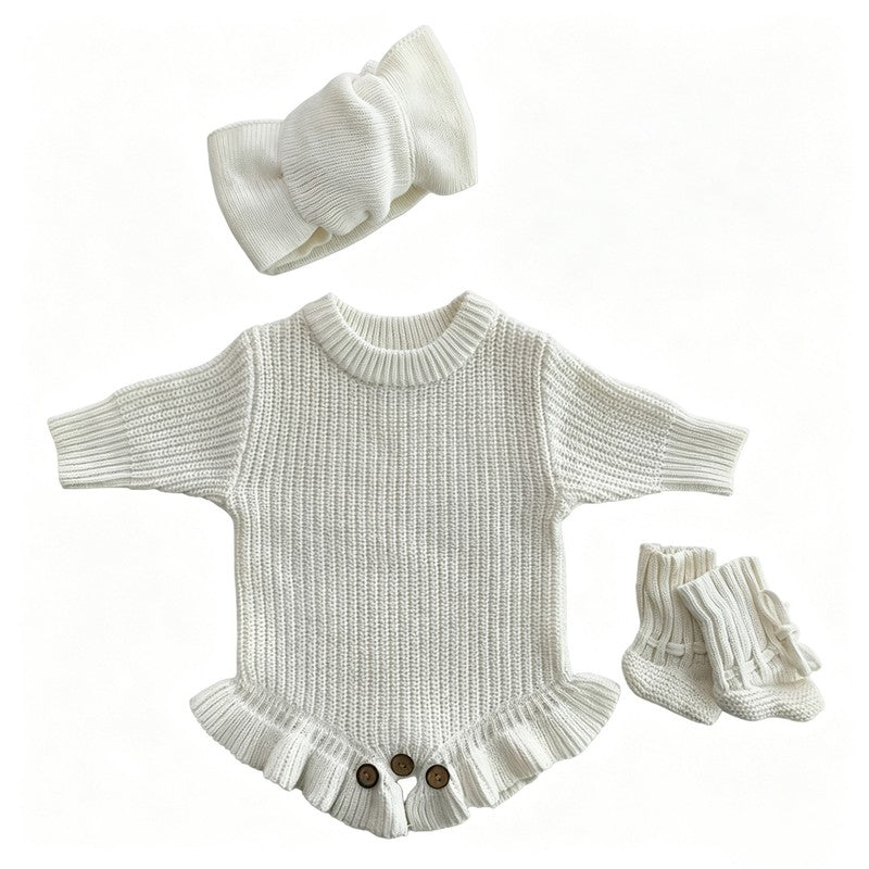 Personalized Baby Bodysuit Set - Round Neck Long Sleeve