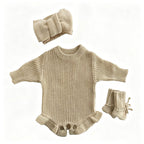 Personalized Baby Bodysuit Set - Round Neck Long Sleeve