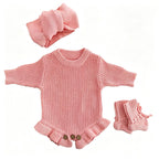 Personalized Baby Bodysuit Set - Round Neck Long Sleeve