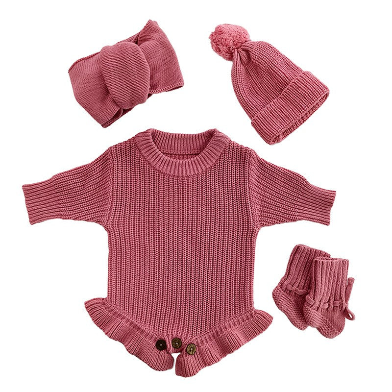 Personalized Baby Bodysuit Set - Round Neck Long Sleeve
