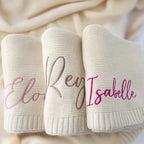 Personalized Baby Stroller Blanket - Embroidered Name Text