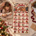 Personalized Christmas Advent Calendar – Fabric Wall-Hanging Banner with 24 Fillable Pockets